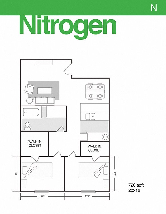 2 Bedrooms 1 Bathroom A Floor Plan 2 Bedrooms 1 Bathroom A Floor Plan at The Element Austin, Austin, 78741